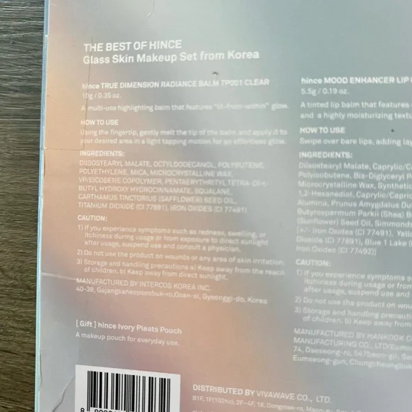 Hince Glass Skin Makeup Gift Set – Radiance Balm + Lip Glow + Pouch new sealed​ - Picture 8 of 11